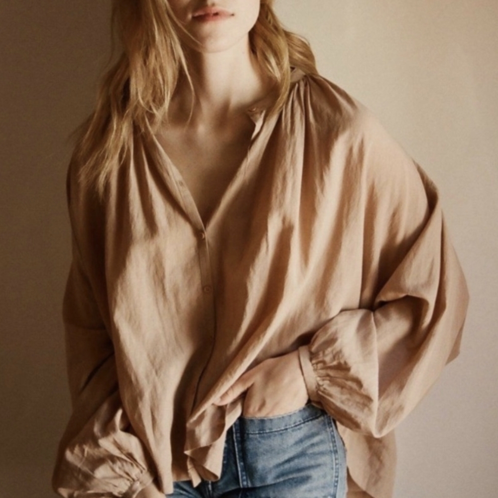 NWT Doen Jane Blouse in Driftwood
